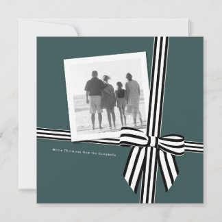 Gestreifte Bow Square Feiertags-Postkarte Grün Feiertagskarte
