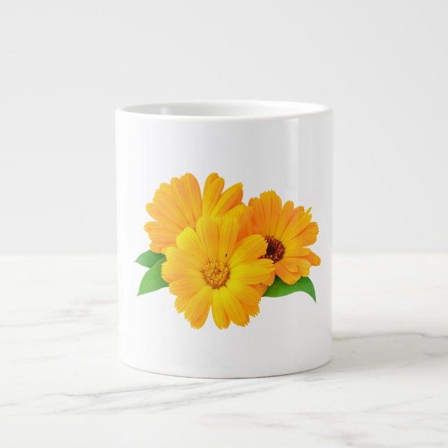 Gestreifte Calendula-Blume Jumbo-Tasse (Vorderseite)