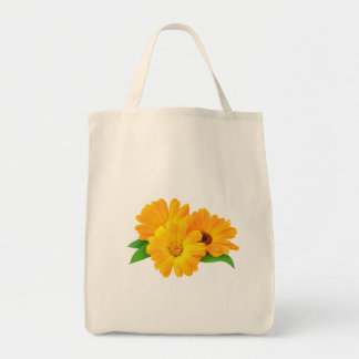 Gestreifte Calendula-Blume Tragetasche