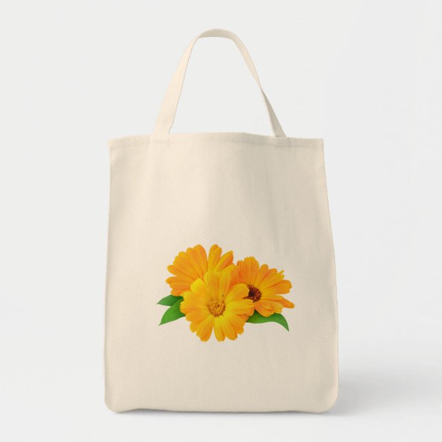 Gestreifte Calendula-Blume Tragetasche (Vorne)