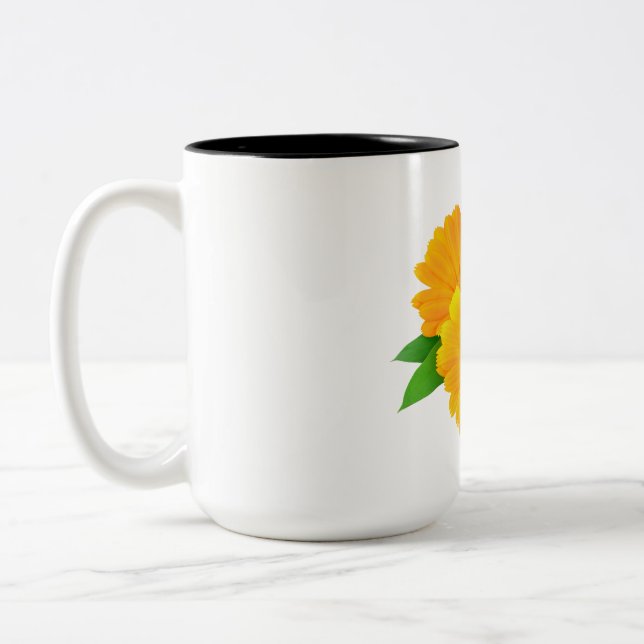 Gestreifte Calendula-Blume Zweifarbige Tasse (Links)