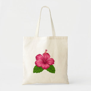 Gestreifte Calendula und rosa Hibiskus Tragetasche