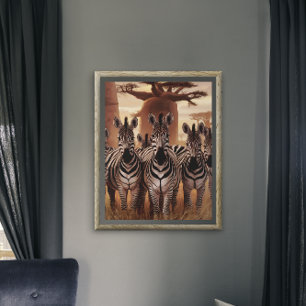 Gestreifte Einheit: Zebras Zusammen Stehend Poster
