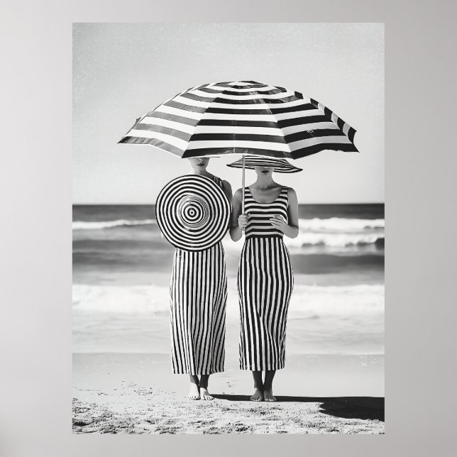 Gestreifte Eleganz am Meer Poster (Vorne)