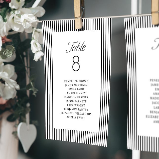 Gestreifte Eleganz-Klasse Hochzeits-Sitzpläne Einladung (Striped Elegance Class Wedding Seating Charts Invitation)