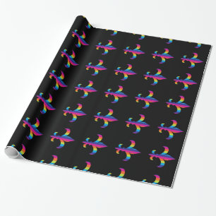 Gestreifte Fleur de lis Geschenkpapier