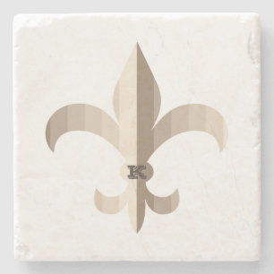 Gestreifte Fleur de lis Steinuntersetzer