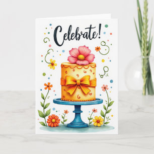 Gestreifte Florale Tortenparty-Karte Karte