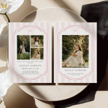 Gestreifte Foto-Abschlussfeier-Einladung Ankündigu