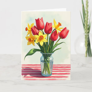 Gestreifte Frühlingsblumenkarte Karte