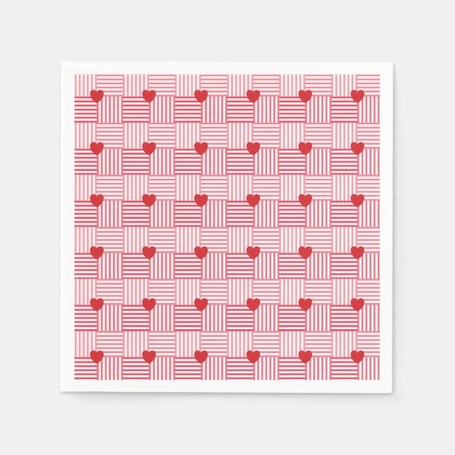 Gestreifte Herzen Patchwork-Muster  Serviette (Vorderseite)