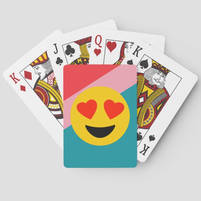Gestreifte Hintergrund-Liebe Emoji Spielkarten (Rückseite)