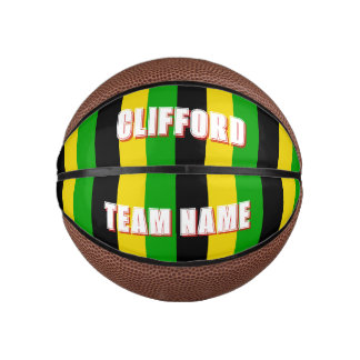 Gestreifte jamaikanische Flagge farbig Mini Basketball