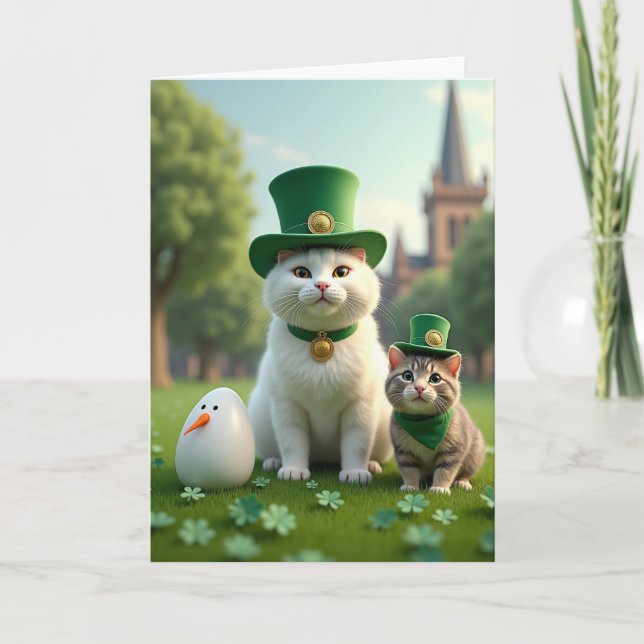Gestreifte Kätzchen-Shamrock-Karte Karte (Vorderseite)