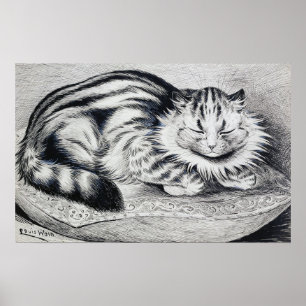 Gestreifte Katze, Louis Wain Poster