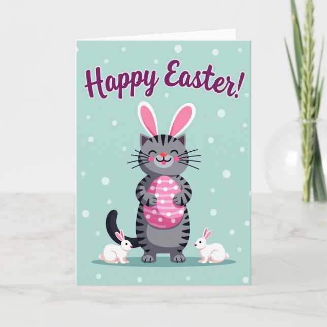 Gestreifte Katze Ostern Oval Karte (Vorderseite)