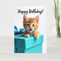 Gestreifte Katzen-Geschenkbox-Geburtstagskarte