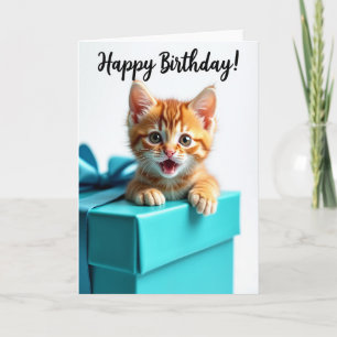 Gestreifte Katzen-Geschenkbox-Geburtstagskarte Karte