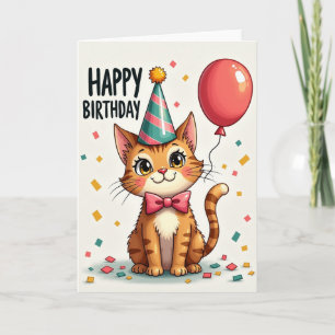 Gestreifte Katzenballonkarte Karte