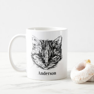 Gestreifte Katzzeichnung Individuelle Farbe Person Kaffeetasse