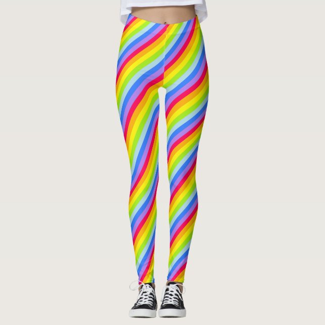 Gestreifte Leggings des hellen bunten Regenbogens (Vorderseite)