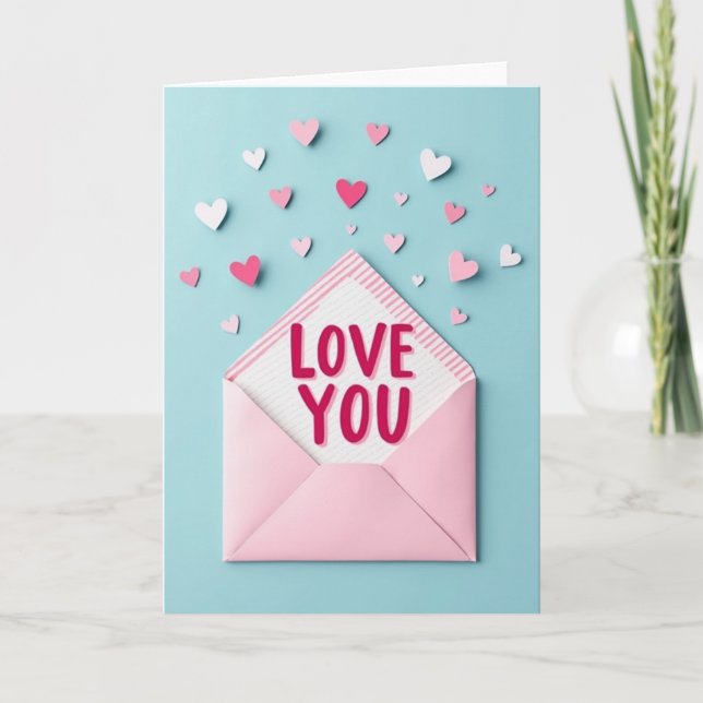 Gestreifte Love You Karte (Vorderseite)