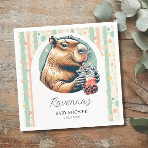 Gestreifte lustige Capybara personalisierte Babypa Serviette