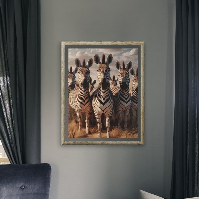 Gestreifte Majestät: Zebra Herd in trockenem Gras Poster (Von Creator hochgeladen)