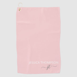 Gestreifte, moderne Monogramm-Bezeichnung Rosa Golfhandtuch