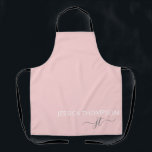Gestreifte, moderne Monogramm-Bezeichnung Rosa Schürze<br><div class="desc">Modernes Mit Monogramm Rosa und Weiß mit stilvollem Silber Elegant Moderne Schürze. Diese Schürze kann auf Ihre geistlichen Initialen und Vor- und Nachnamen angepasst werden und ist ein perfekter Geburtstag, Babydusche, Hochzeit, Brautparty, Jubiläum, Muttertag oder Junggeselinnen-Abschied Geschenk. Bitte kontaktieren Sie den Designer, um passende Artikel zu erhalten.</div>