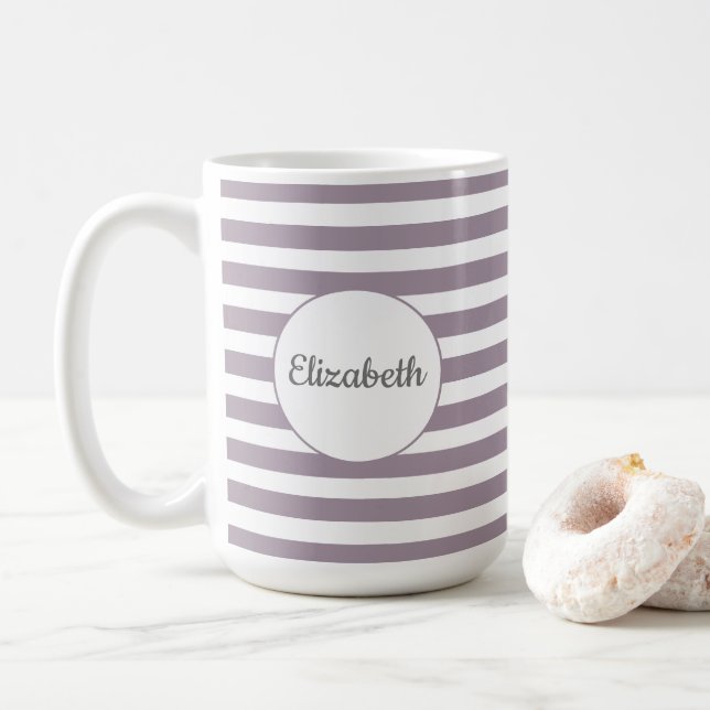 Gestreifte NamensTasse Kaffeetasse (Mit Donut)