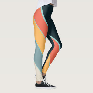 Gestreifte Navyblau-gelb- und rosa Vintage-Palette Leggings