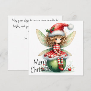Gestreifte Ornamente Fee – Weihnachtskarte