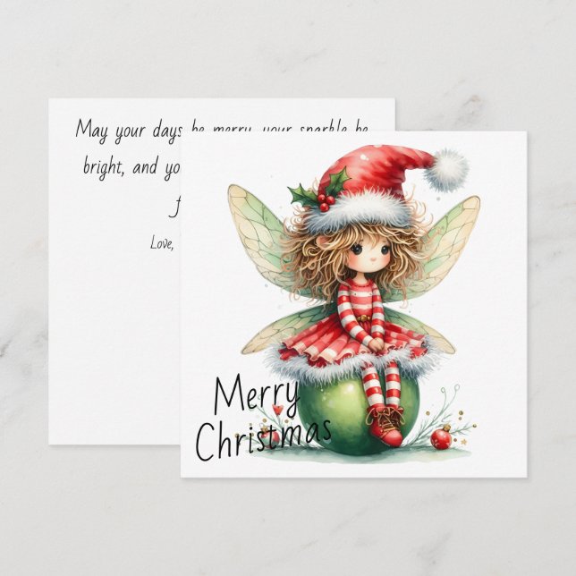 Gestreifte Ornamente Fee – Weihnachtskarte (Vorne/Hinten)