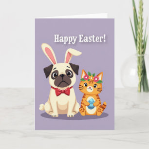 Gestreifte Osterkarte für Katzen Karte