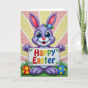 Gestreifte Osterkarte mit Häschen Karte