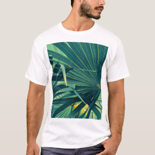 Gestreifte Palmenblatt getönte Textur T-Shirt