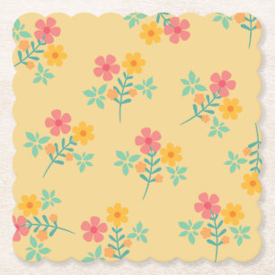 Gestreifte Retro-Blumenstrauß-Muster in Gelb Untersetzer