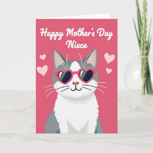 Gestreifte rosa Katze Muttertagskarte Karte