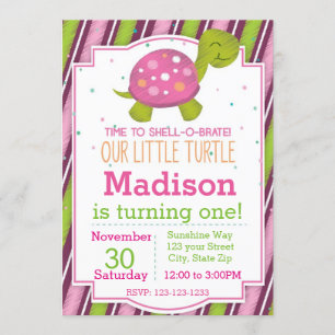 Gestreifte Schildkröte-Geburtstags-Einladung Einladung
