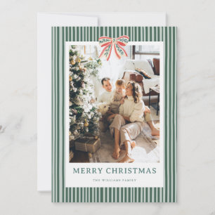 Gestreifte Schleife Vintage-Weihnachtsfoto-Urlaubs Feiertagskarte
