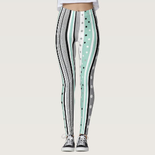 Gestreifte schwarze und grüne lässige Leggings