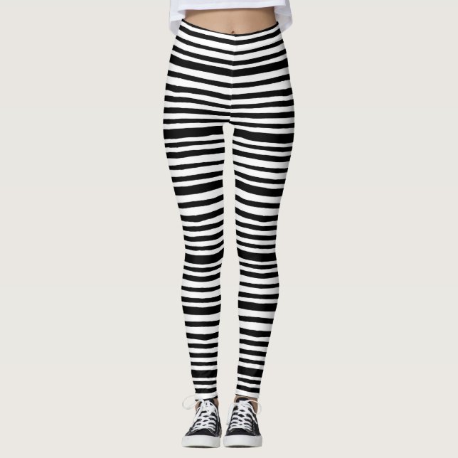Gestreifte Schwarzweiss-Leggings Leggings (Vorderseite)
