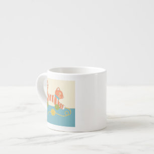 Gestreifte Spielzeug-Katze mit Ball der Schnur Espressotasse