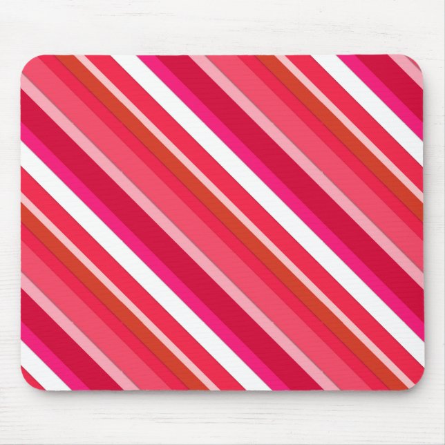 Gestreifte Süßwaren - rot, rosa und weiß Mousepad (Vorne)