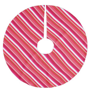 Gestreifte Süßwaren - rot, rosa und weiß Polyester Weihnachtsbaumdecke