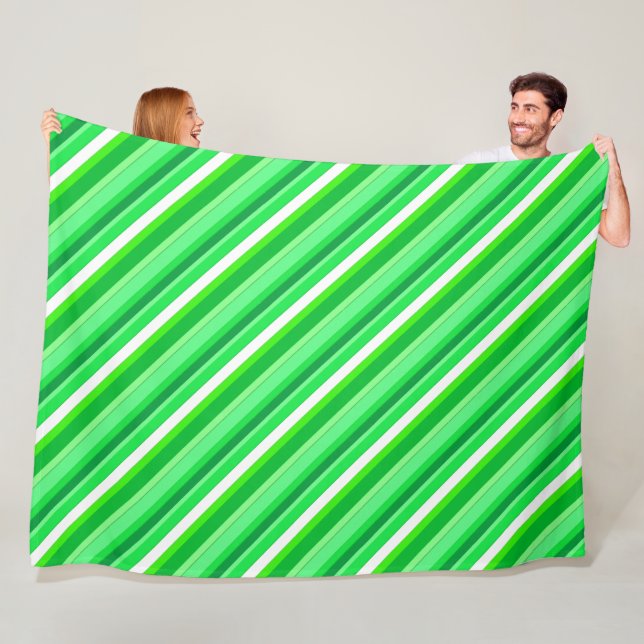 Gestreifte Süßwaren - smaragdgrün und weiß Fleecedecke (Beispiel)