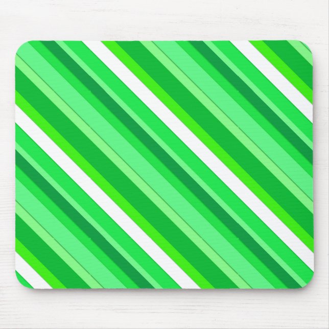 Gestreifte Süßwaren - smaragdgrün und weiß Mousepad (Vorne)
