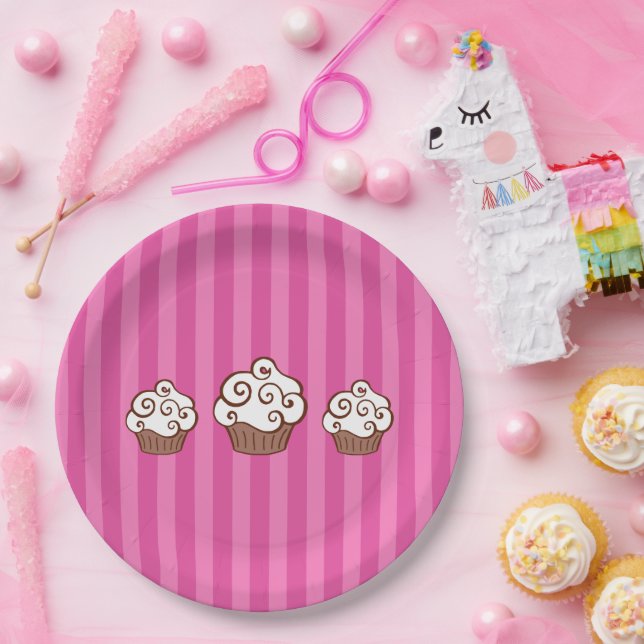 Gestreifte Tassenkuchen-Papierteller  Pappteller (Party)