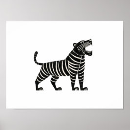 Gestreifte Tiger-Illustration – Minimalistischer F Poster